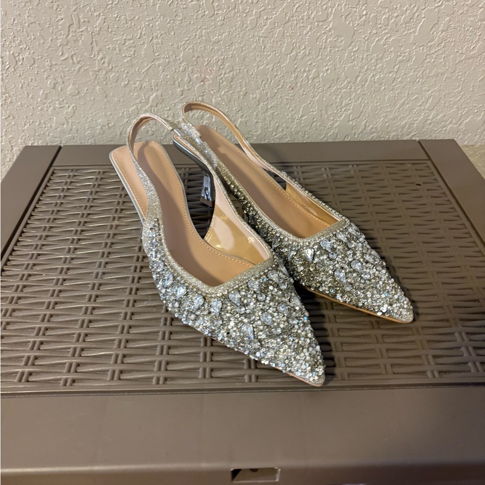 Elegant Silver Slingback Heels